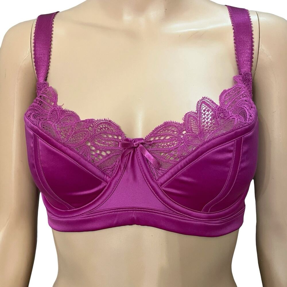Playful Promises Gabi Fresh Carmen Bra 38DD/E Pink Lace Trim Underwired Lingerie
